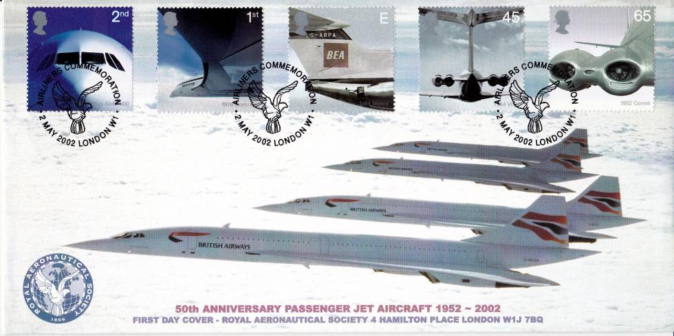 2002 (05) Airliners (Stamps) - Covercraft (4 Concordes in Flight) Official