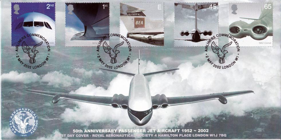 2002 (05) Airliners (Stamps) - Covercraft (BOAC Jet In Flight) Official