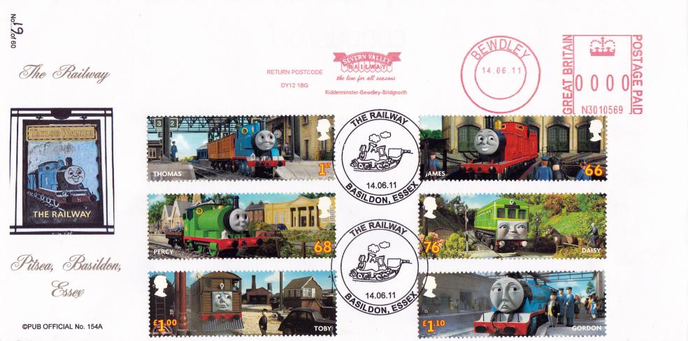 2011 (06) Thomas The Tank Engine (Stamps) - Julian Bevan 'The Railway, Basildon' Official + Severn Valley Railway Meter Mark