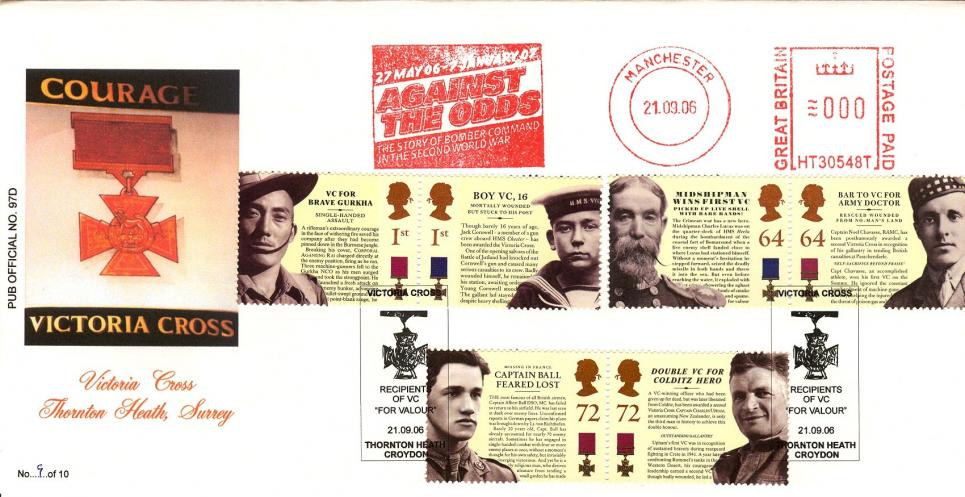 2006 (09) Victoria Cross (Stamps) - Brazier 'Victoria Cross, Thornton Heath' Pub Official + Bomber Command's 'Against The Odds' Meter Mark