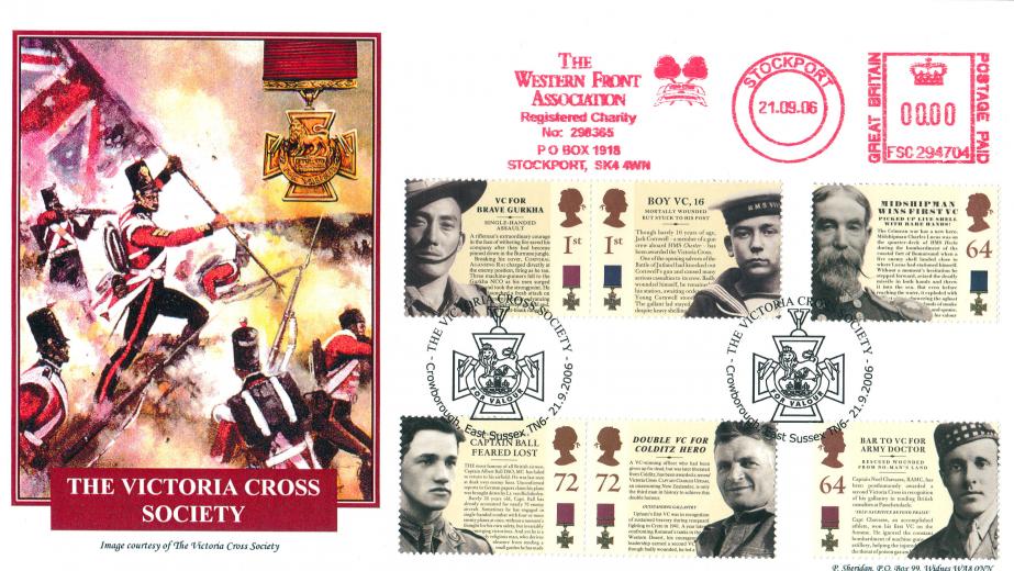 2006 (09) Victoria Cross (Stamps) - Sheridan Official + The Western Front Association Meter Mark