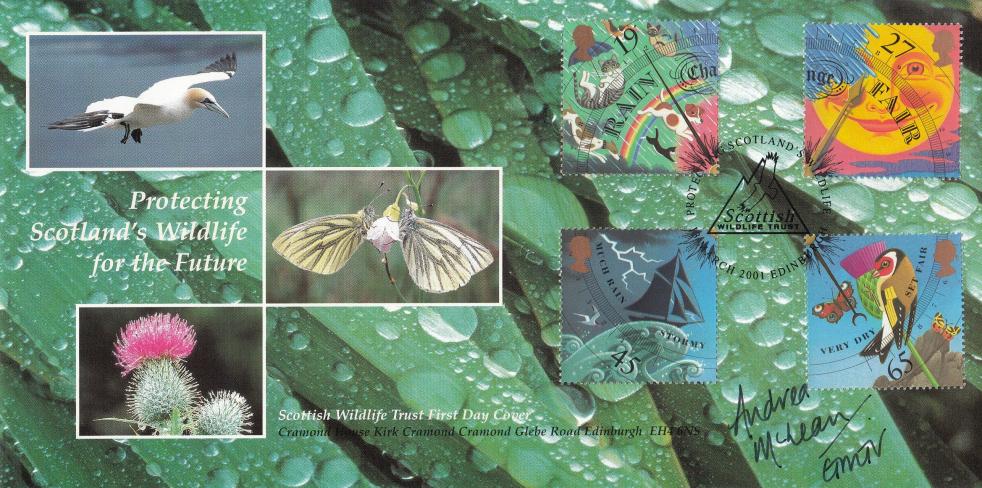2001 (03) Weather (Stamps) - Covercraft Scottish Wildlife Trust Official - Signed by Andrea McLean