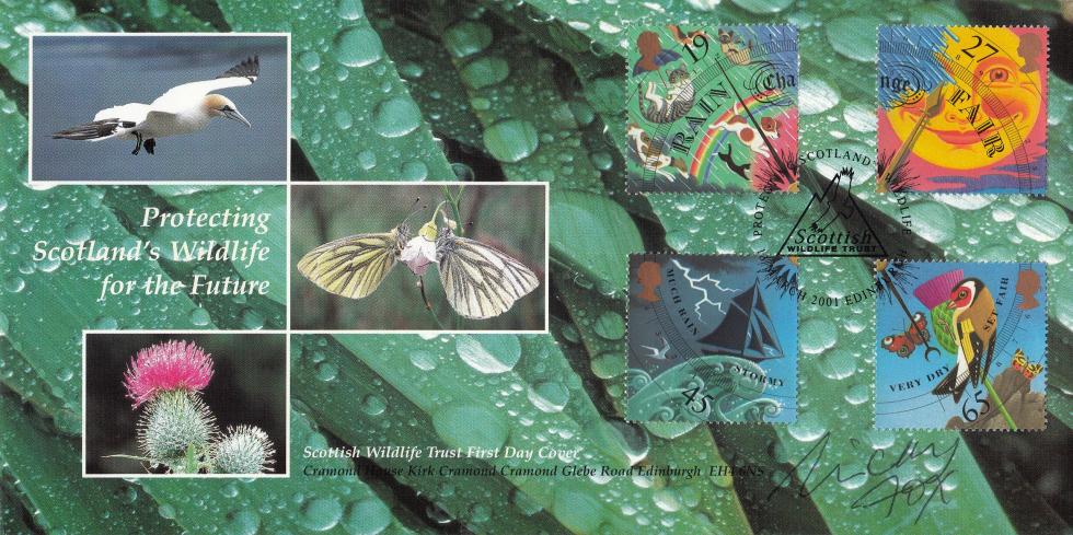 2001 (03) Weather (Stamps) - Covercraft Scottish Wildlife Trust Official - Signed by Nicky Fox
