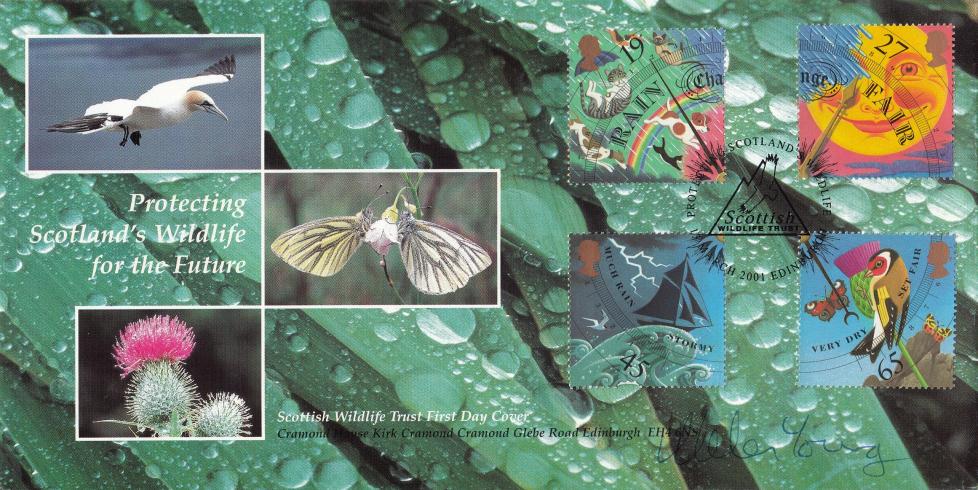 2001 (03) Weather (Stamps) - Covercraft Scottish Wildlife Trust Official - Signed by Helen Young