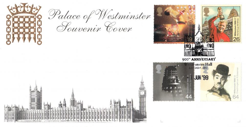 1999 (06) Entertainers - Palace of Westminster Cover - Westminster Hall 900th Anniversary H/S