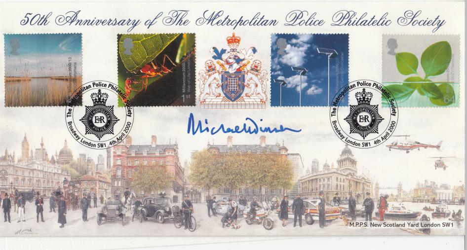 2000 (04) Life and Earth - Bradbury Metropolitan Police Philatelic Society Official - Signed by Michael Winner