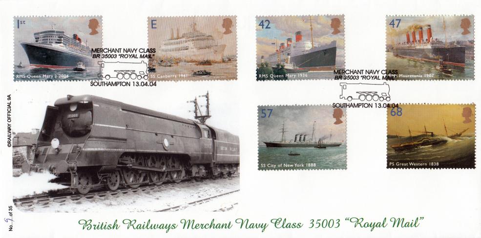 2004 (04) Ocean Liners (Stamps) - Brazier BR Merchant Navy Class 35003 Railway Official