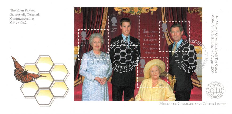 2000 (08) Queen Mother - Millennium Commemorative Covers 'Eden Project' Official