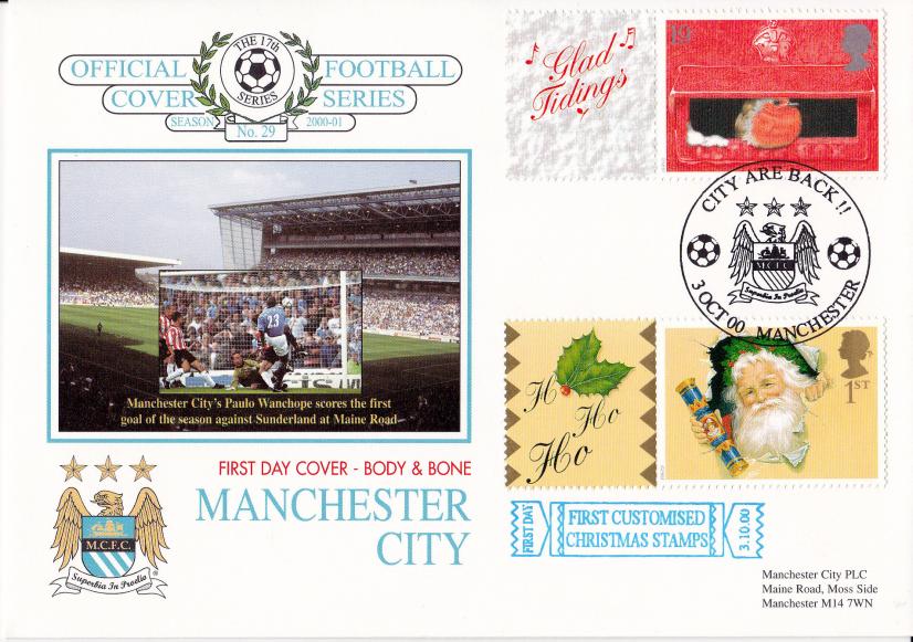 2000 (10) Generic Christmas Labels - Dawn Football (Manchester City) Official