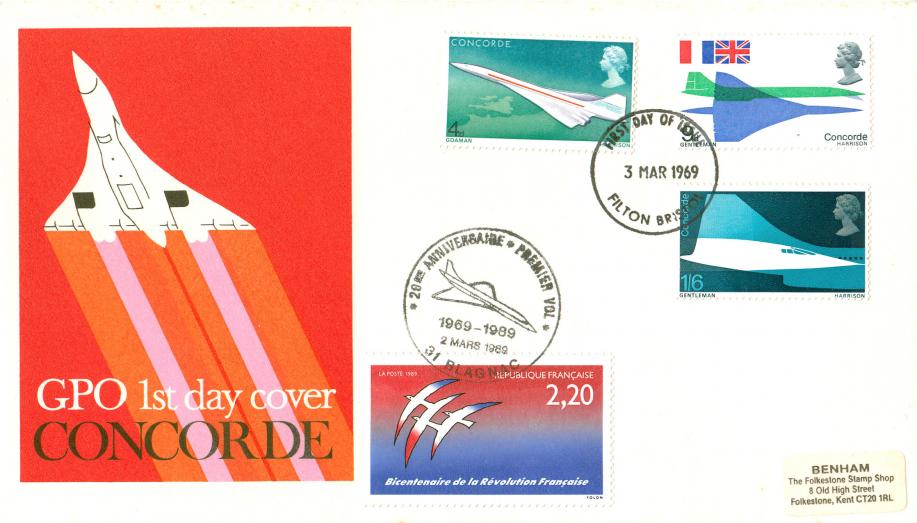 1969 (03) Concorde - GPO - Filton FDI - Doubled in France on the 20th Anniversary