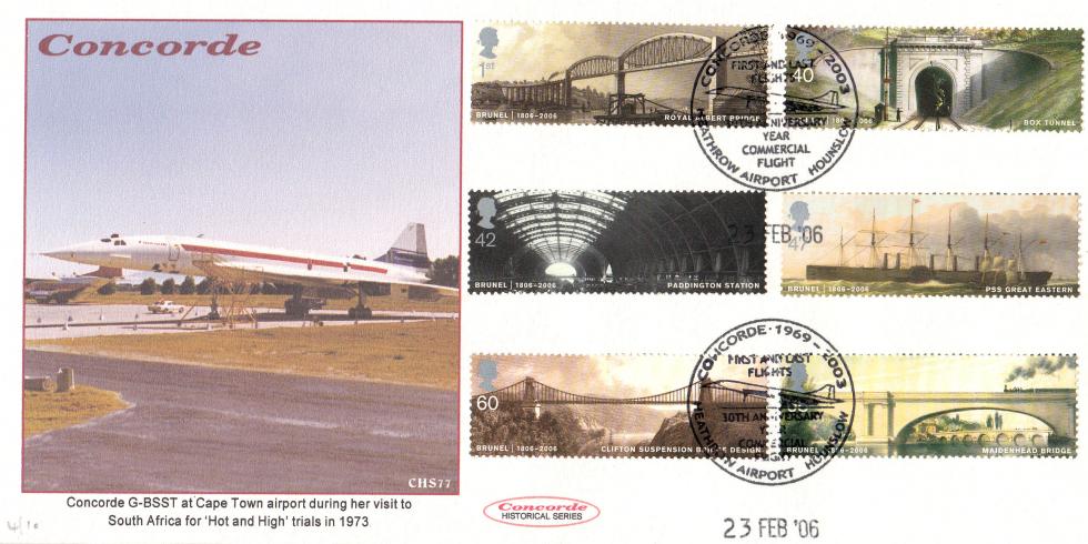 2006 (02) Brunel (Stamps) - Cambridge 'Concorde G-BSST at Cape Town' Official - Just 10 Produced !