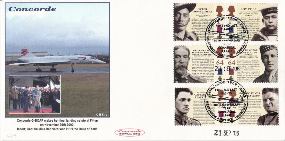 2006 (09) Victoria Cross (Stamps) - Cambridge 'Concorde G-BOAF Final Landing at Filton' Official - Just 10 Produced !