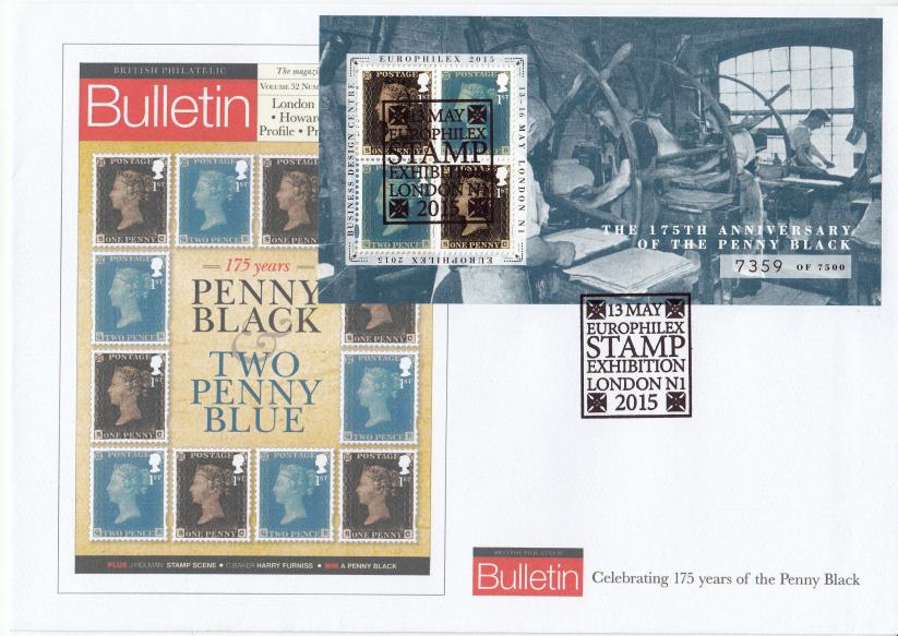 2015 (05) Penny Black Europhilex Overprinted Miniature Sheet - Postmark Bulletin Cover - Europhilex H/S