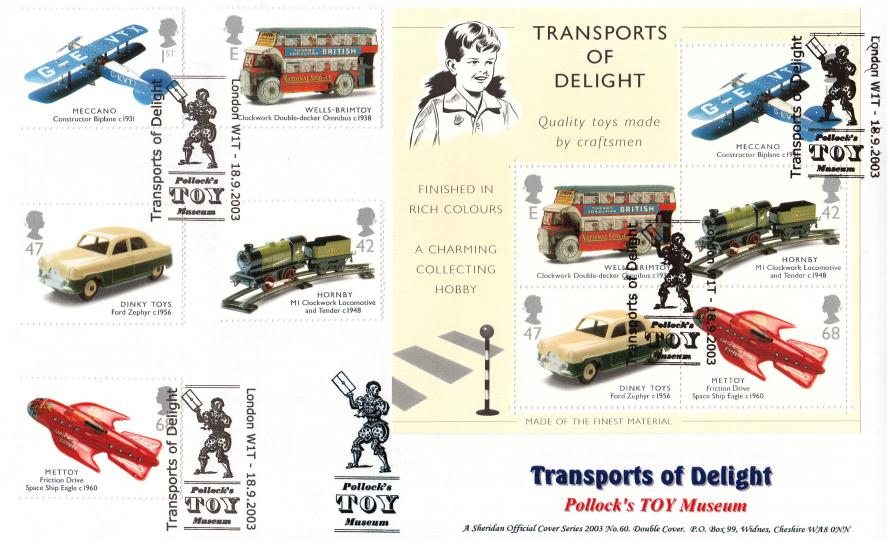 2003 (09) Transports of Delight (Stamps + M/S) - Sheridan Double 'Pollock's Toy Museum' Official