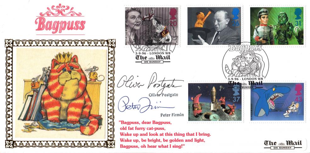 1996 (09) Children's TV - Benham Mail on Sunday 'Bagpuss' Official - Double Signed by Oliver Postgate & Peter Firmin