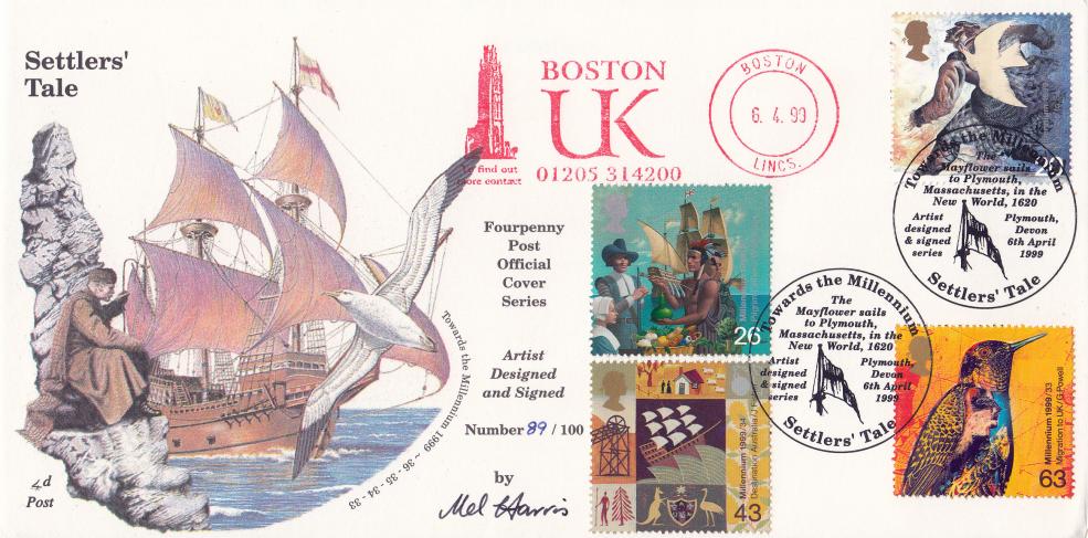 1999 (04) Settlers - 4d Post Official + Boston UK Meter Mark