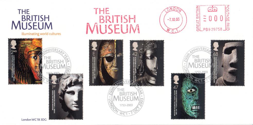 2003 (10) British Museum - British Museum Cover - British Museum H/S (In Silver Ink) + British Museum Meter Mark (5 Only)