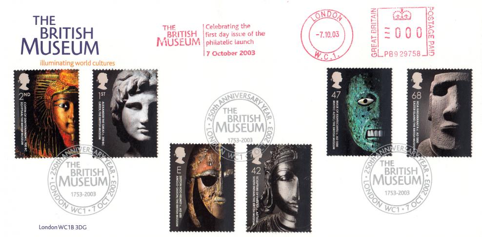 2003 (10) British Museum - British Museum Cover - British Museum H/S (In Silver Ink) + British Museum Celebrating Meter Mark (7 Only)