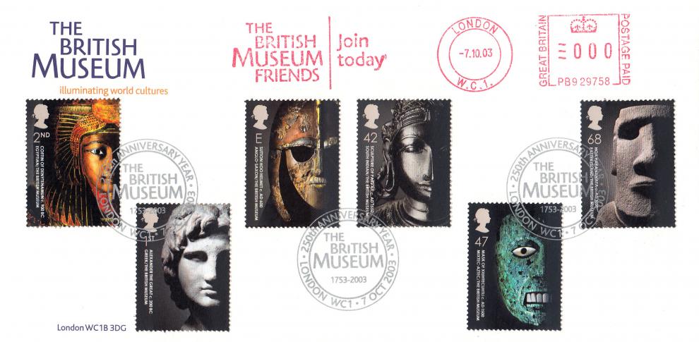 2003 (10) British Museum - British Museum Cover - British Museum H/S (In Silver Ink) + British Museum Join Today Meter Mark (4 Only)