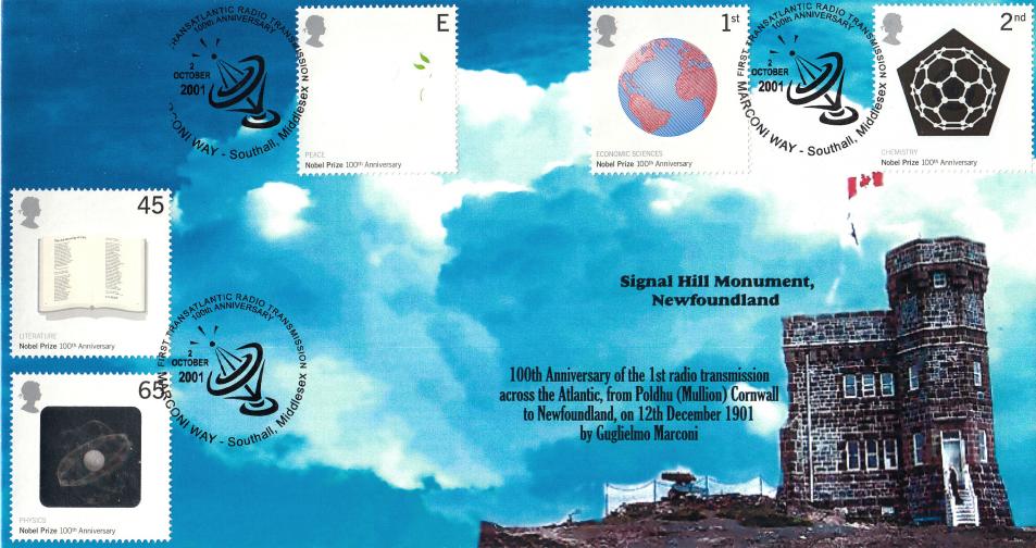 2001 (10) Nobel Prizes - Peter Payne First Transatlantic Radio Transmission, Marconi Way Official
