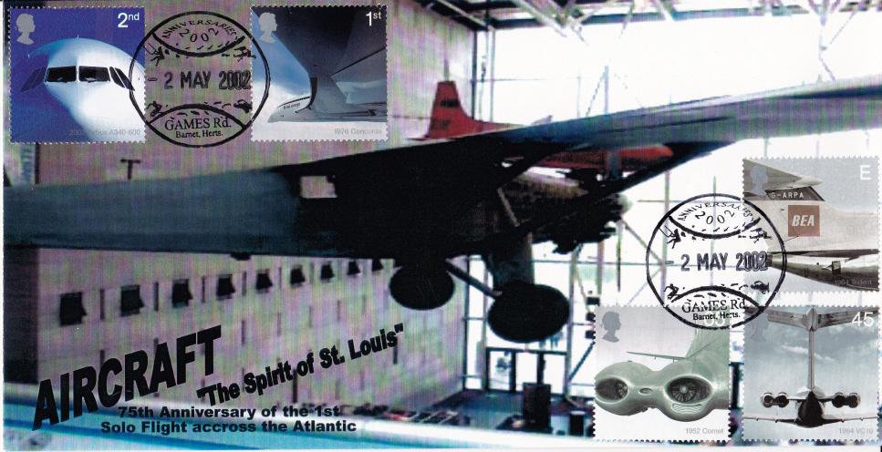 2002 (05) Airliners (Stamps) - Peter Payne The Spirit of St Louis, Games Rd Official