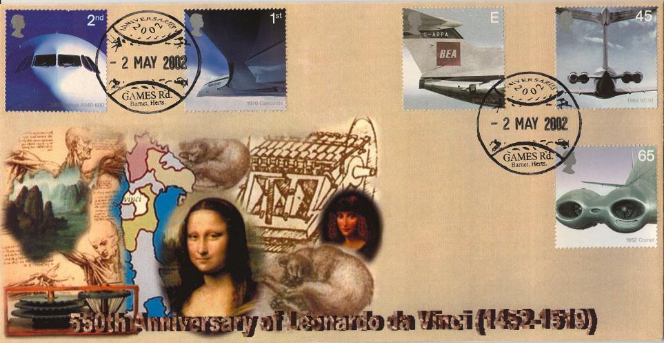 2002 (05) Airliners (Stamps) - Peter Payne Leonardo Da Vinci, Games Rd Official