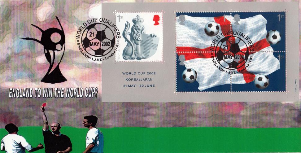 2002 (05) World Cup M/S - Peter Payne 'Red Card' Englands Lane Official