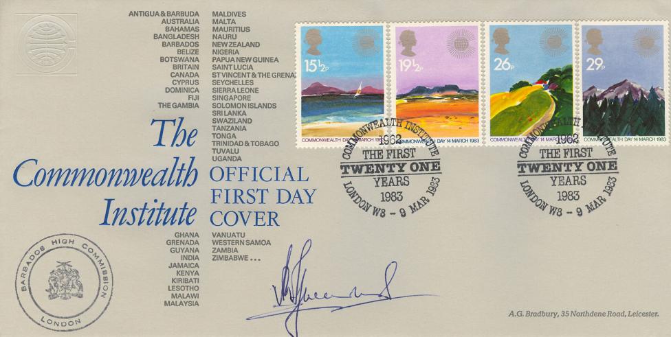 1983 (03) Commonwealth - Bradbury LFDC Official - Signed by the Barbados High Commissioner