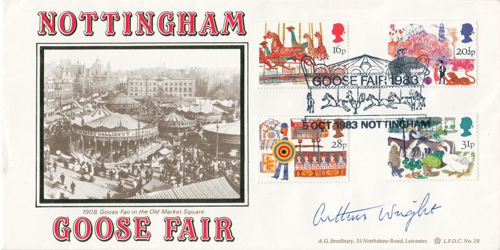 1983 (10) Fairs - Bradbury LFDC Nottingham Goose Fair Official - Signed by Arthur Wright