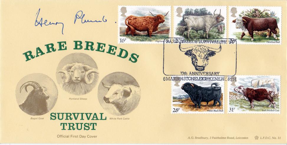 1984 (03) Cattle - Bradbury LFDC Official - Signed by Henry Plumb
