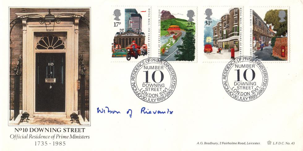 1985 (07) Royal Mail - Bradbury LFDC Official - Signed by the late Harold Wilson