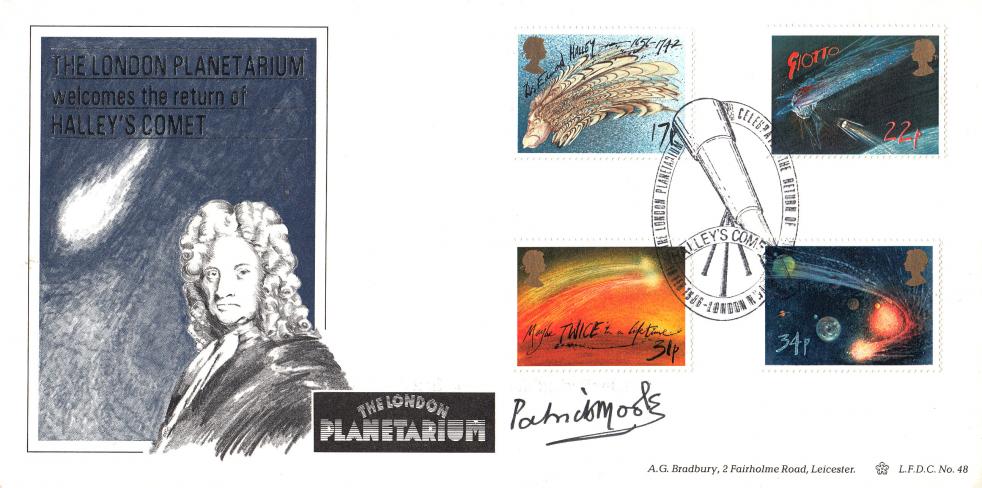 1986 (02) Halley's Comet - Bradbury LFDC Official - Signed by Patrick Moore