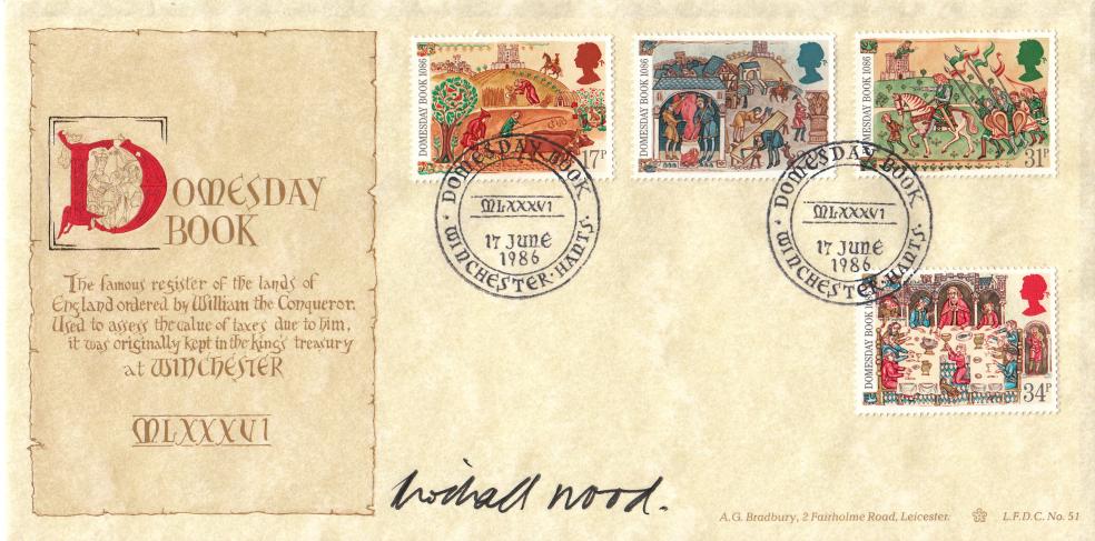 1986 (06) Medieval - Bradbury LFDC Official - Signed by Michael Wood