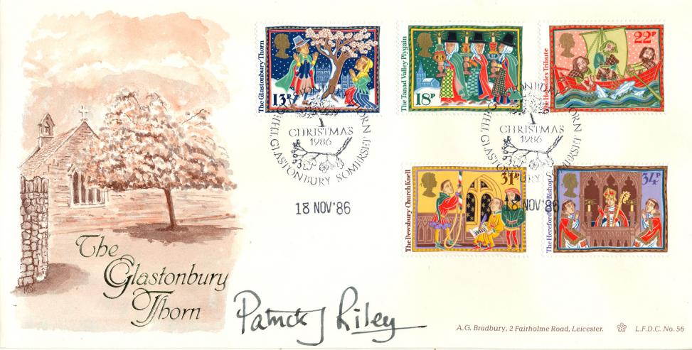 1986 (11) Christmas - Bradbury LFDC Official - Signed by Revd Patrick J. Riley