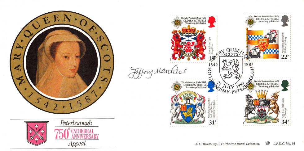 1987 (07) Scottish Heraldry - Bradbury LFDC Official - Signed by Jeffery Matthews