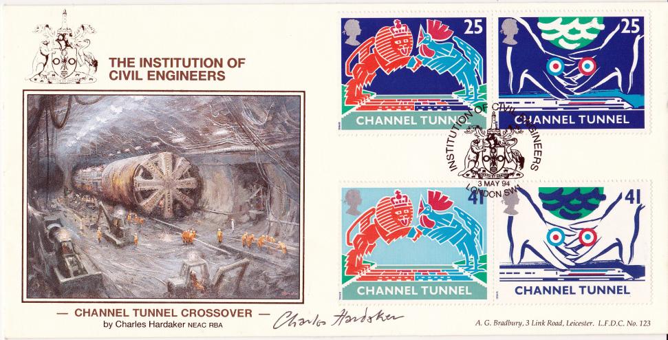 1994 (05) Channel Tunnel - Bradbury LFDC Official - Signed by Charles Hardaker