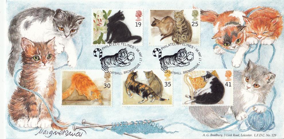 1995 (01) Cats - Bradbury LFDC Official - Signed by Margaret Barrett
