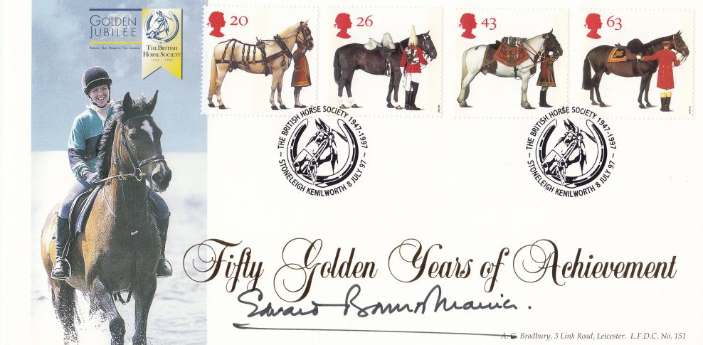 1997 (07) Queen's Horses - Bradbury LFDC Official - Signed by Mr E. Bonnor-Maurice