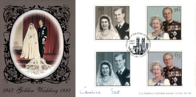 1997 (11) Golden Wedding - Bradbury LFDC Official - Signed by Lady Caroline Gilmore (nee Scott)