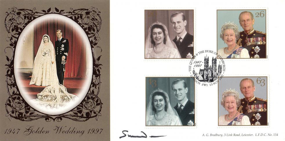 1997 (11) Golden Wedding - Bradbury LFDC Official - Signed by the late Lord Snowdon