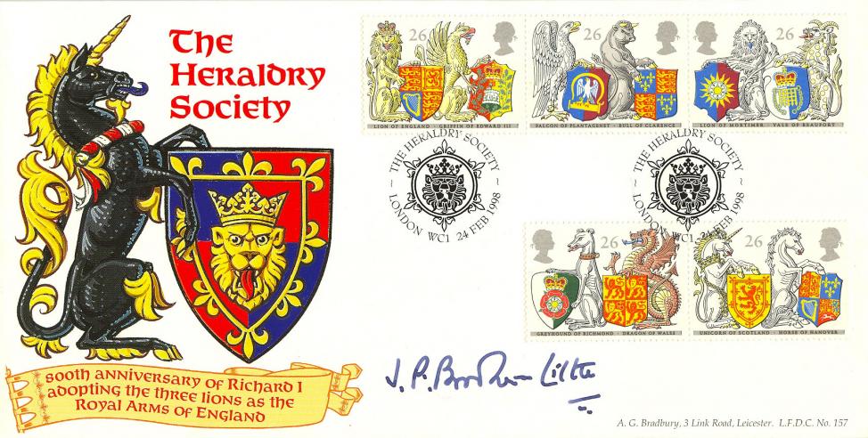 1998 (02) Queen's Beasts - Bradbury LFDC Official - Signed by J.P. Brooke-Little