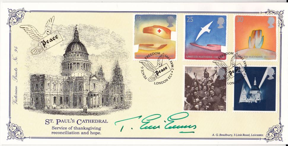 1995 (05) VE Day - Bradbury VP Official - Signed by Rvd Eric Evans