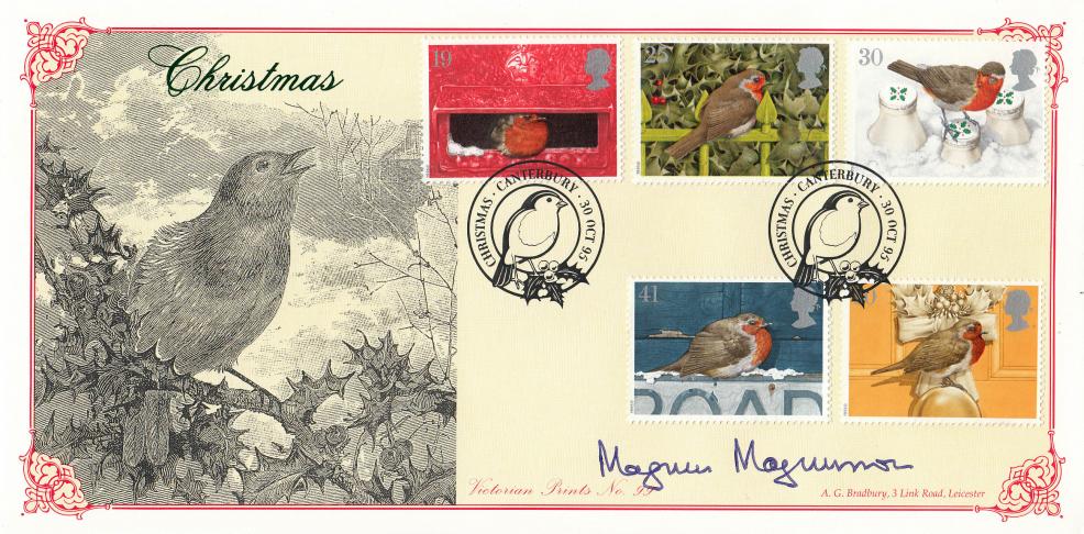 1995 (10) Christmas - Bradbury VP Official - Signed by the late Magnus Magnusson