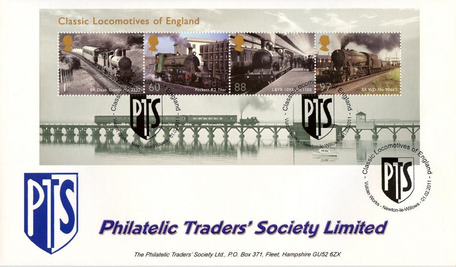 2011 (02) Classic Locomotives of England - Philatelic Traders Society Official