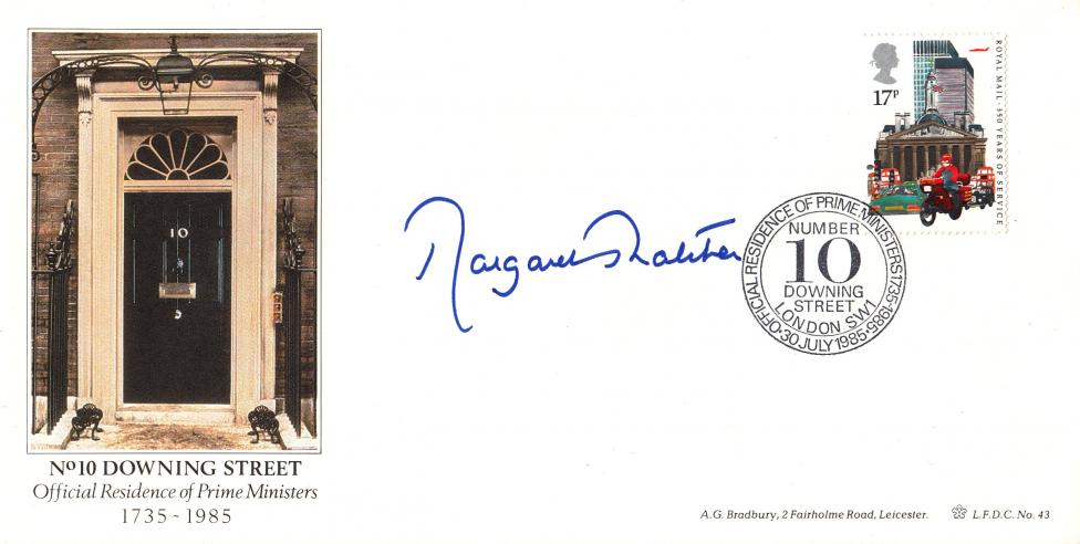 1985 (07) Royal Mail - Bradbury LFDC Official - Signed by the late Margaret Thatcher - Bradbury = £500 !!