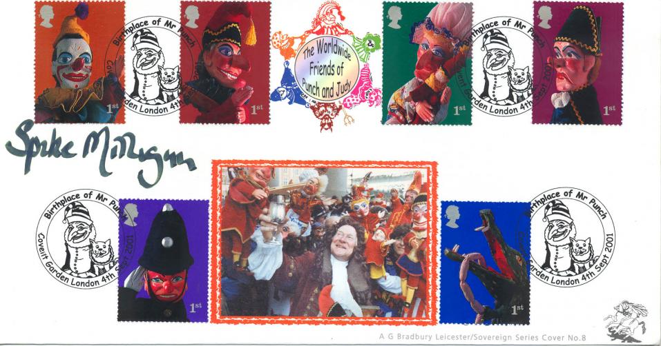 2001 (09) Puppets (Stamps) - Bradbury Sovereign Official - Signed by the Late Spike Milligan