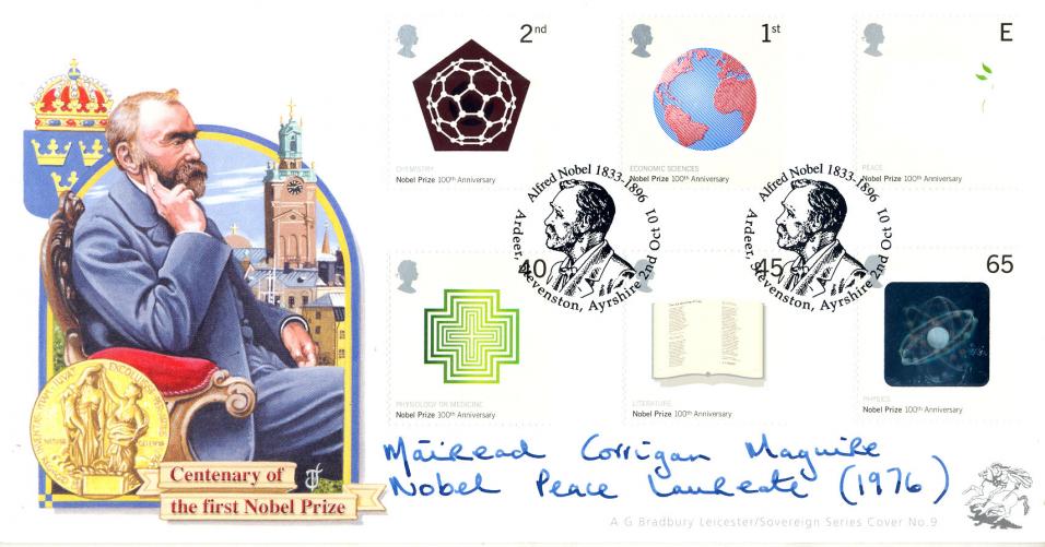 2001 (10) Nobel Prizes - Bradbury Sovereign Official - Signed by Mairead Corrigan Maguire