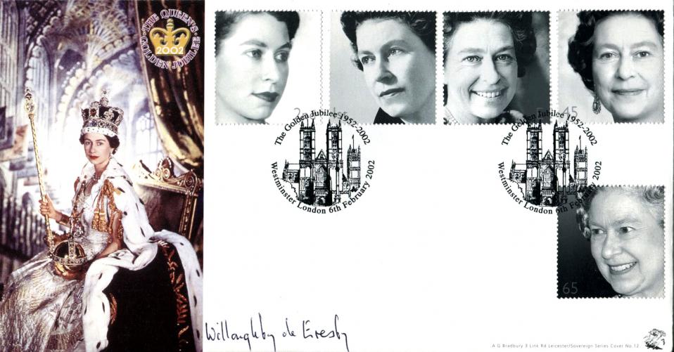 2002 (02) Golden Jubilee - Bradbury Sovereign Official - Signed by Baroness Willoughby de Eresby