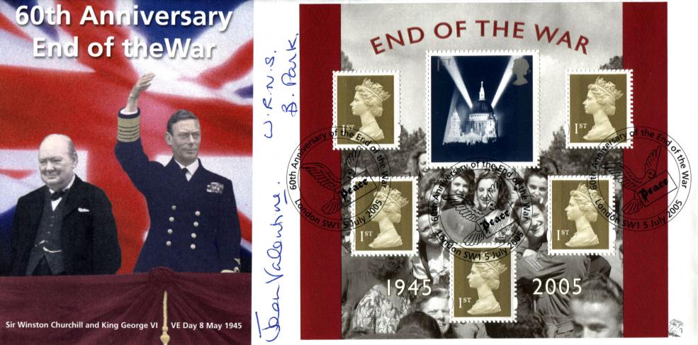 2005 (07) End Of WWII M/S - Bradbury Sovereign Official - Signed by the late Jean Valentine