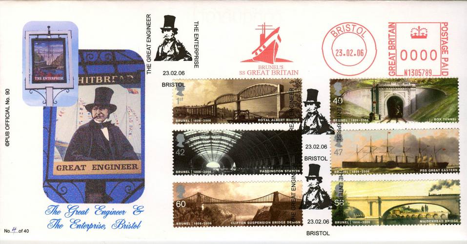 2006 (02) Brunel (Stamps) - Brazier 'Pub' Official - Brunel's SS Great Britain Meter Mark